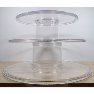 Clear Acrylic 3 Tier Serving Stand Tray Cupcake Display Beaded Edge 16"